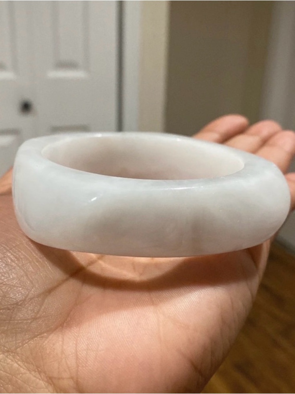 Smooth Marble-Like White Acrylic/Resin Statement Bangle